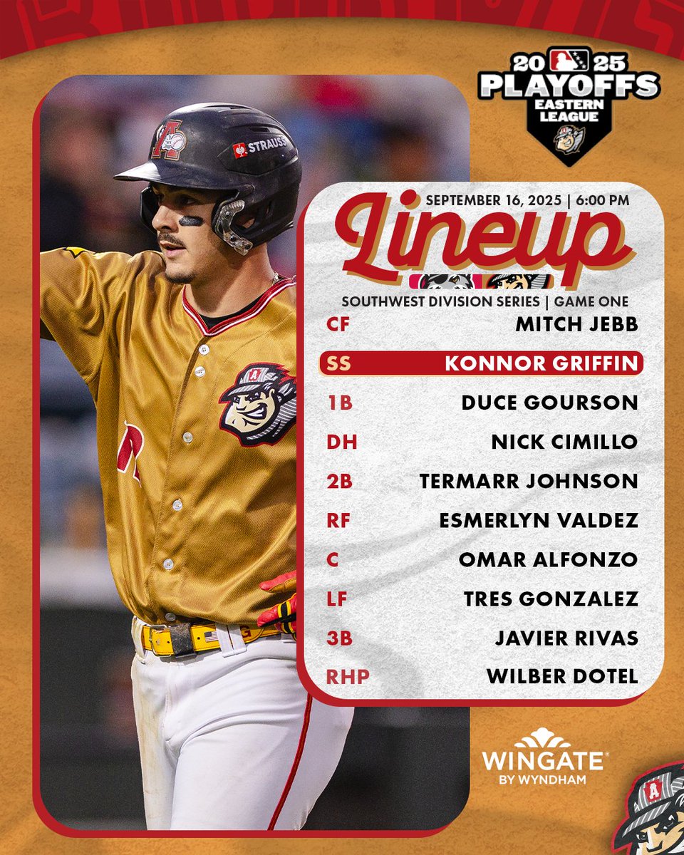 Our starting lineup is in for tonight's playoff matchup with Erie! Come out and support the Curve at PNG Field!