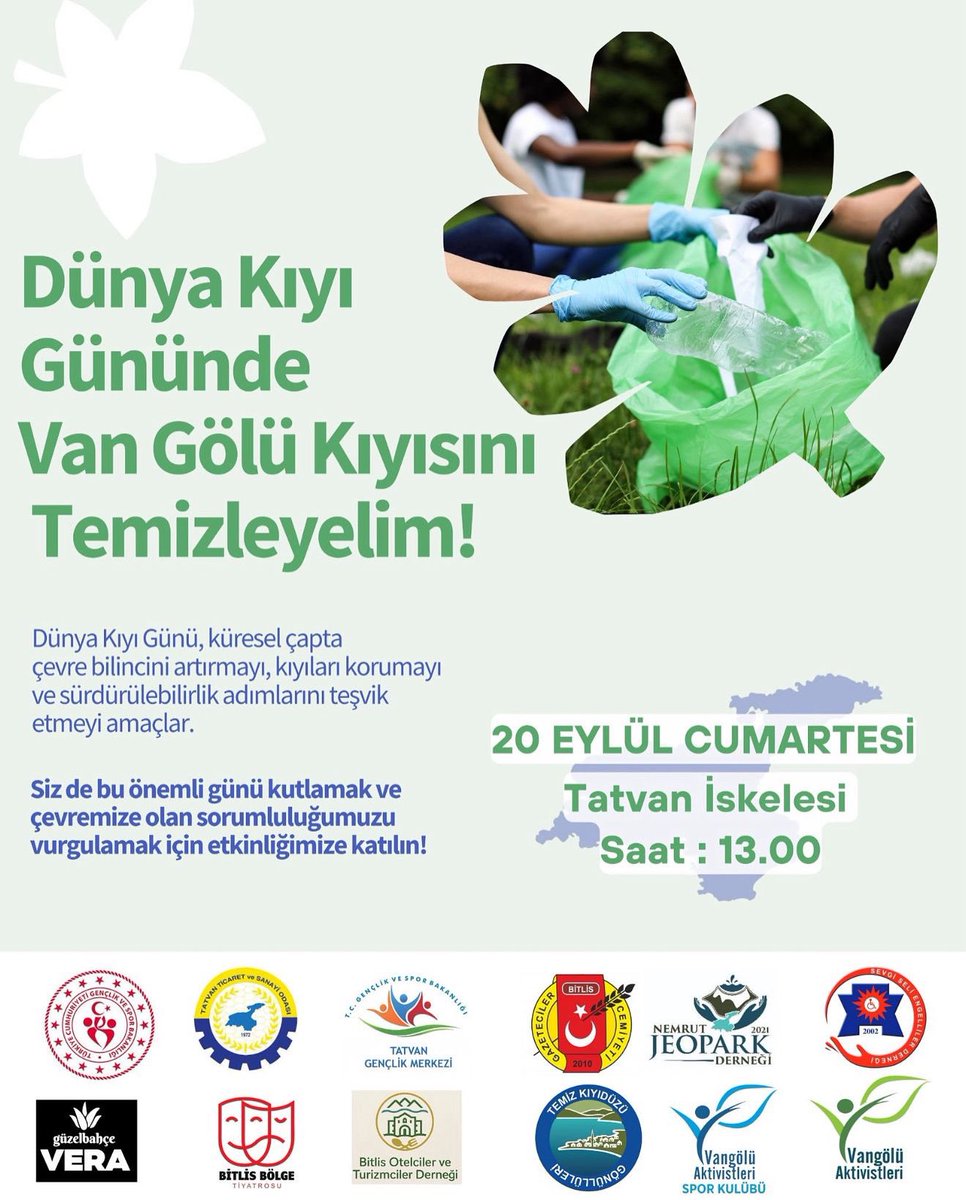 Dünya Kıyı Günü’nde Van Gölü İçin El Ele! 

Van Gölü, yalnızca bölgemizin değil, tüm dünyanın en değerli doğal miraslarından biri.

Onu korumak, temiz tutmak ve gelecek nesillere aktarmak bizim elimizde!

👉 Gel, Van Gölü kıyısında bir araya gelelim.
👉 Doğaya  saygı!