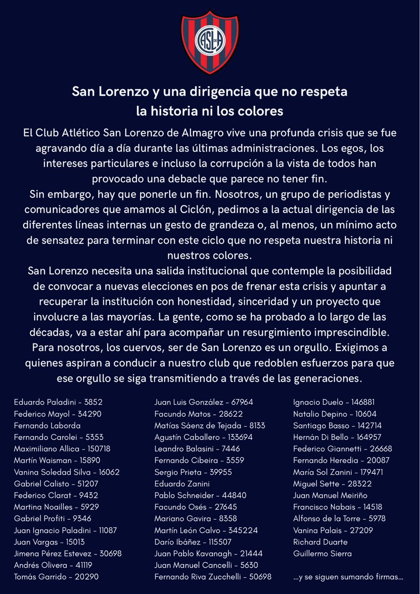 #SanLorenzo necesita dirigentes idóneos y honestos.