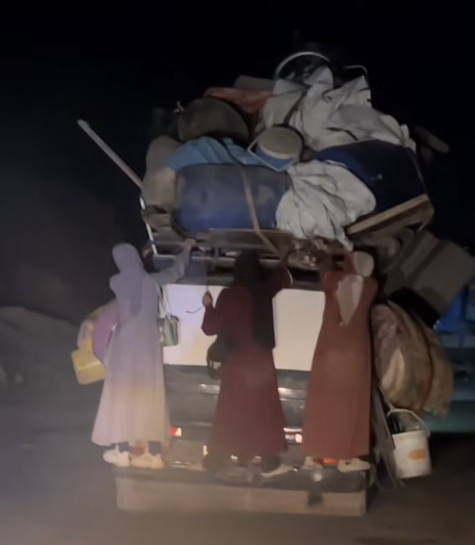 "Women of Gaza "
Three bodies clinging to what remains of hope. Damn everyone who justified and supported this displacement and genocide.