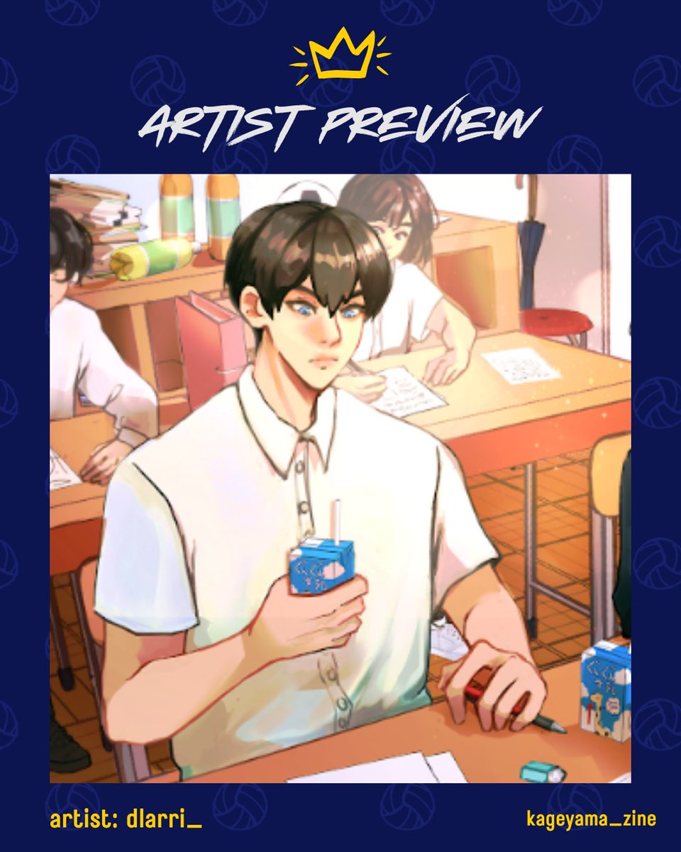 💙 ARTIST PREVIEW 💙

Though he's trying his best, we know that there are no thoughts behind those beautiful blue eyes! This preview by <a href="/dlarri_/">🍑Ari🍑</a> showcases Kageyama in the classroom! 🌟
Kageyamazine.bigcartel.com