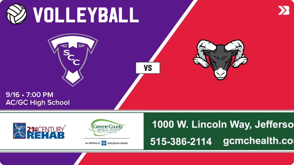 Greene County Rams (@greenecntyrams) on Twitter photo Volleyball (Varsity) Game Day! - Check out the event preview for the The Greene County Rams vs The South Central Calhoun Titans. It starts at 7:00 PM and is at AC/GC High School. gobound.com/ia/ighsau/vb/2… Volleyball (Varsity) Game Day! - Check out the event preview for the The Greene County Rams vs The South Central Calhoun Titans. It starts at 7:00 PM and is at AC/GC High School. gobound.com/ia/ighsau/vb/2…