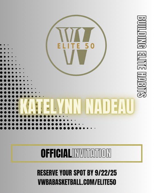Excited and honored to be invited to the #VWBAElite50 showcase! Looking forward to playing alongside some of the most talented players in the Midwest!