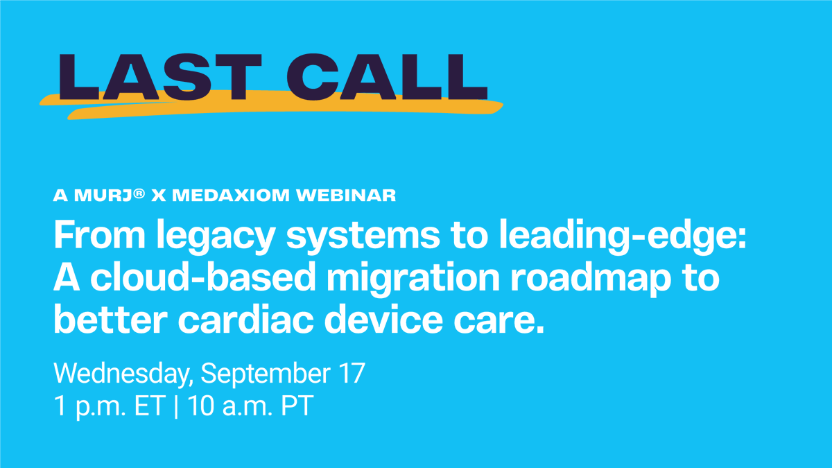 🚨 Last call to join tomorrow's webinar with Murj and <a href="/MedAxiom/">MedAxiom</a>! Hear real-world stories from CIED clinical leaders who have made the leap from legacy systems to a modern, cloud-based workflow. 

Register: bit.ly/3VF2rKR
* You do not need to be a MedAxiom member to