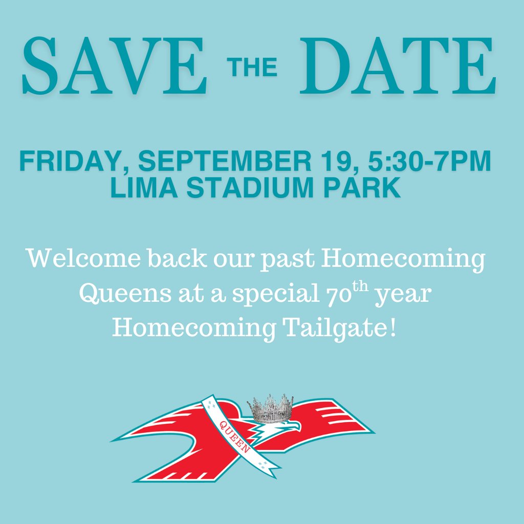 ⏳ Just a few days away!
The 70th Year Homecoming Tailgate is THIS Friday 🎉
📍 Lima Stadium Park
⏰ 5:30–7 PM
Come out early for food, fun, and a special welcome for our past Homecoming Queens 👑