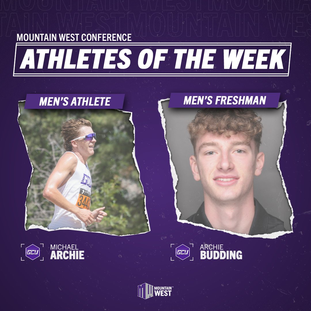 MountainWest's tweet photo. 𝗠𝗪 𝗠𝗲𝗻'𝘀 𝗖𝗿𝗼𝘀𝘀 𝗖𝗼𝘂𝗻𝘁𝗿𝘆 𝗔𝘁𝗵𝗹𝗲𝘁𝗲𝘀 𝗼𝗳 𝘁𝗵𝗲 𝗪𝗲𝗲𝗸 #𝗠𝗪𝗫𝗖

Athlete ➡️ Michael Archie, @GCU_TrackXC
Freshman ➡️ Archie Budding, @GCU_TrackXC

🔗 https://t.co/AZ0ADkKHbU https://t.co/BLhXwGT89F