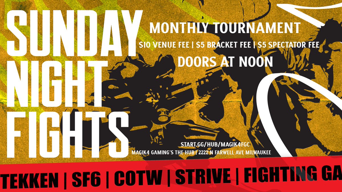 Magik4FGC's tweet image. On tap at The Hub this week, we have:
Thursday Throwdown 160 &amp;amp;
Sunday Night Fights Vol.49!

Drop on in for some Smash, Tekken, Street Fighter, Guilty Gear &amp;amp; 2XKO action!
#WISMASH #FGC