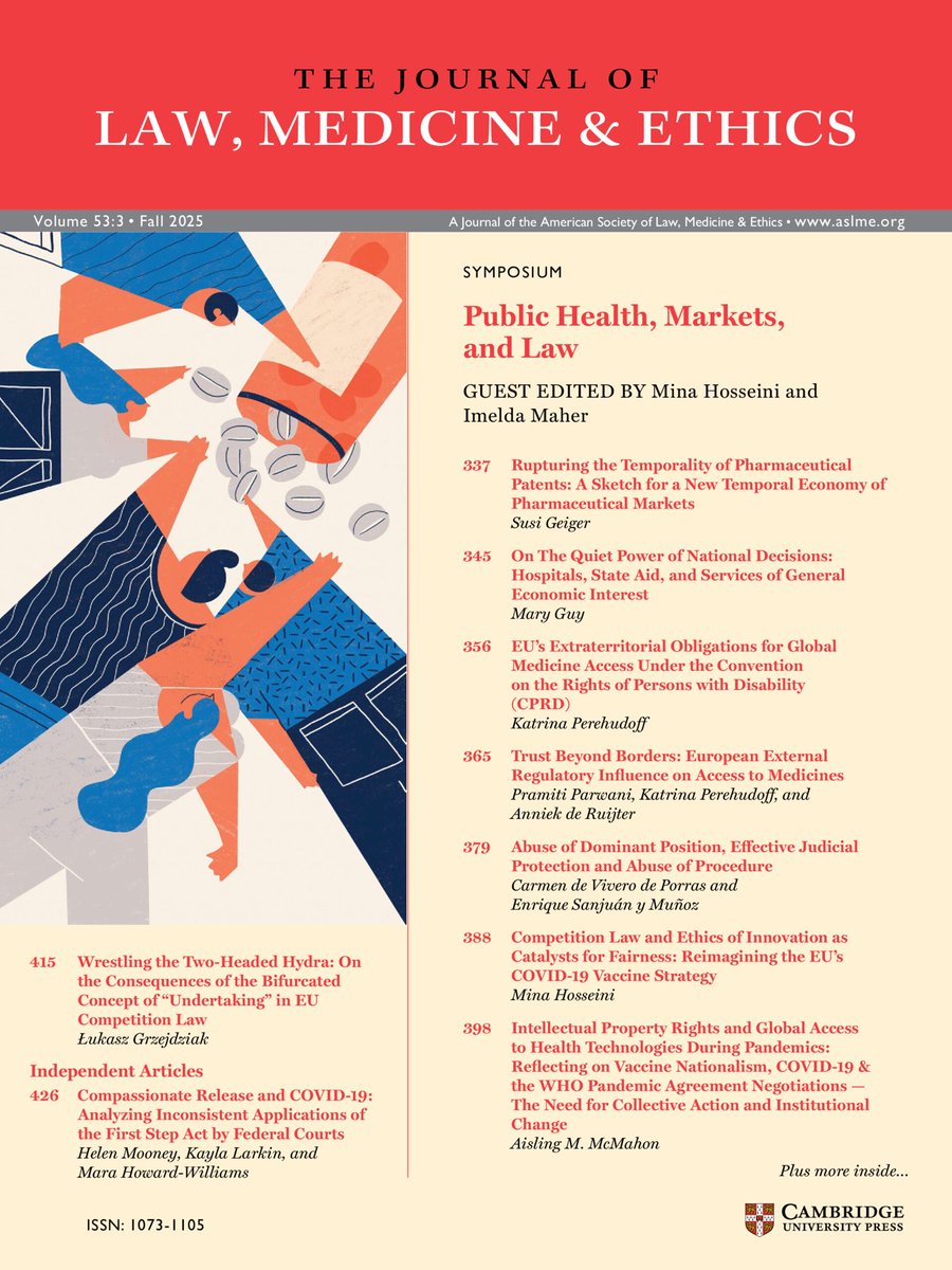 Very pleased to see our symposium “ Public Health, Markets, and Law” edited by me and Imelda Maher now published #OpenAccess <a href="/JLME_ASLME/">The Journal of Law, Medicine & Ethics</a> Cambridge University Press <a href="/UCDLawSchool/">UCD Sutherland School of Law</a> <a href="/ucddublin/">University College Dublin</a> <a href="/UCD_Research/">UCD Research</a>