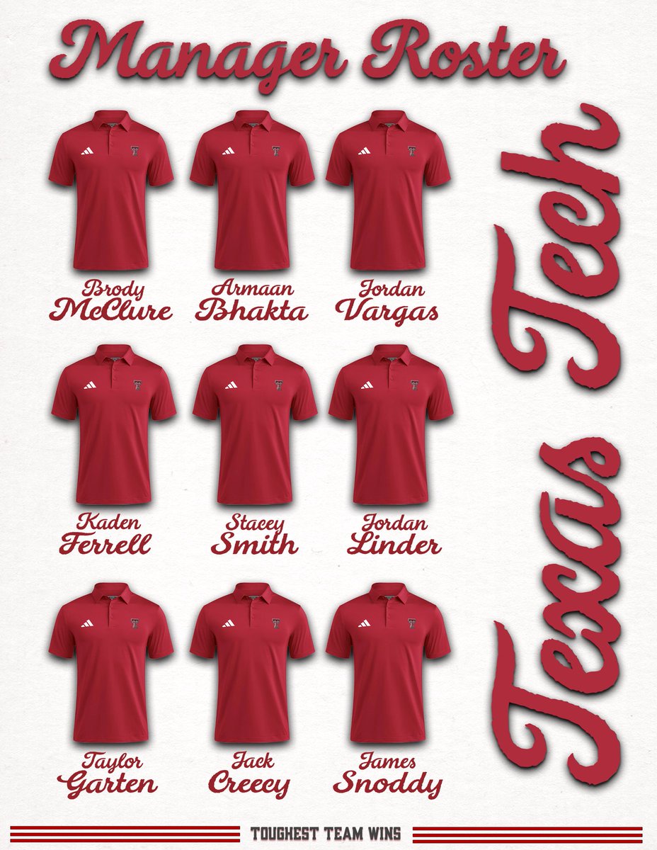ManagersTTU's tweet image. 2025-2026 Manager Roster 🤝
#April6th
#ToughestTeamWins
#FindAWay