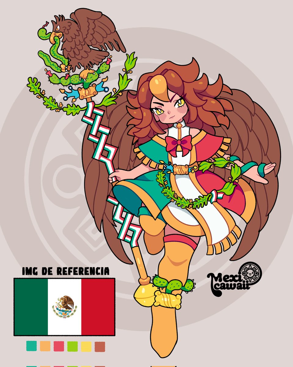 Esta inspirada en el aguila y la bandera 😎🦅✨️🇲🇽
 #15deseptiembre #banderamexicana #indepenciademéxico  #vivamexicocabrones #vivamexico #mexicancharacter  #animemexicangirl #mexico #anime  #디지털아트  #デジタルアート #カワイイ #kawaii #Chibi #illustration  #digitalart