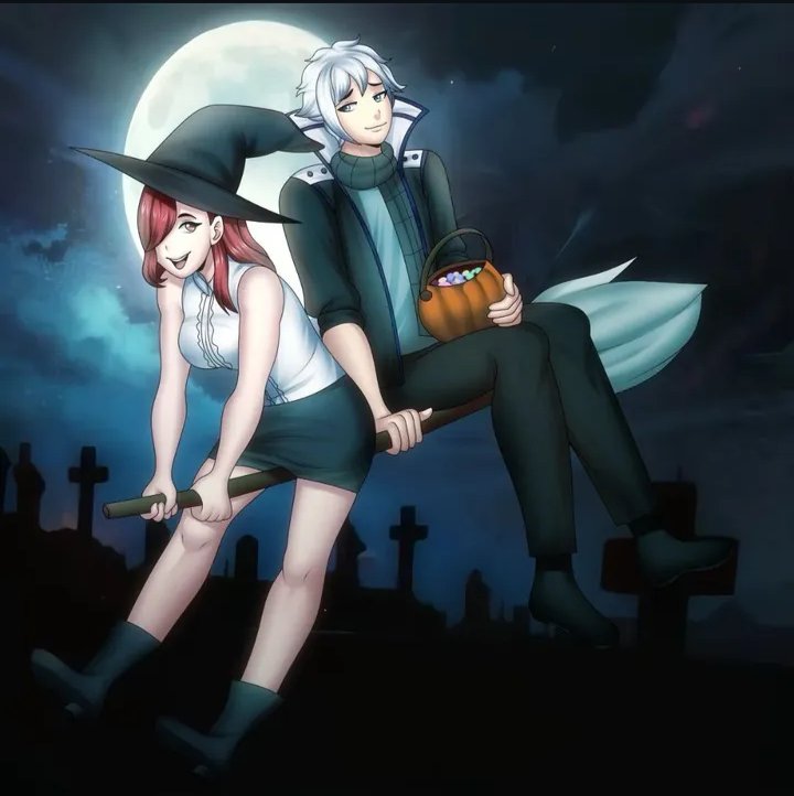 physio_path's tweet photo. Flying past the graveyard like it’s date night 🌙 Witchy charm + vampire cool = Halloween perfection, Loved blending the eerie graveyard backdrop with the soft anime style for my beloved client ❤️

Happy Halloween in advance 👻🎃

#commissionart #digitalart #animevibes #halloween https://t.co/xzI0Lv2Eyo