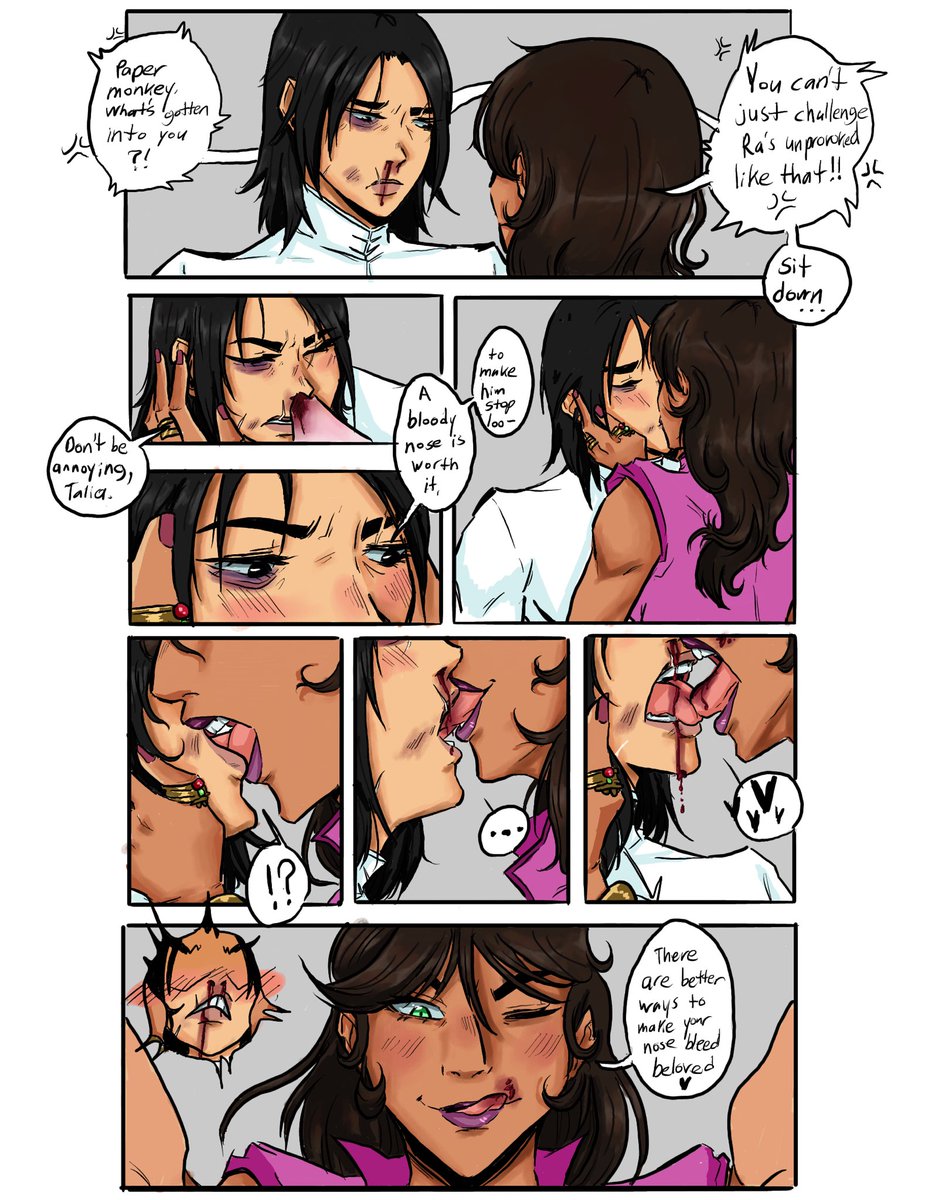 Lady Shiva x Talia. Yes I headcanon Shiva training with every great fighter when she was younger. And I did promise a Shiva Talia kiss #LadyShiva #TaliaAlGhul