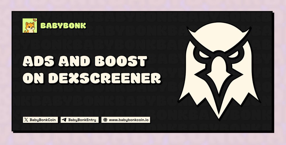 BabyBonkCoin's tweet image. A new boost has been purchased on Dexscreener with fresh ads!

We’ve secured big ads on the platform to get BabyBonk trending and highlighted on Dexscreener.