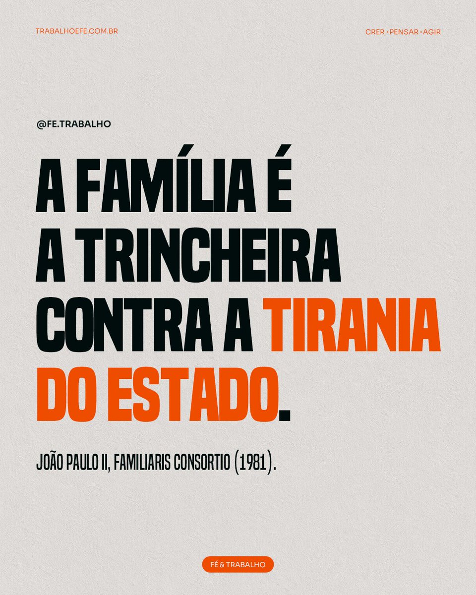 João Paulo II defendia a família como fundamento da liberdade contra governos opressores.

–

#frasedodia #família #tirania #estado