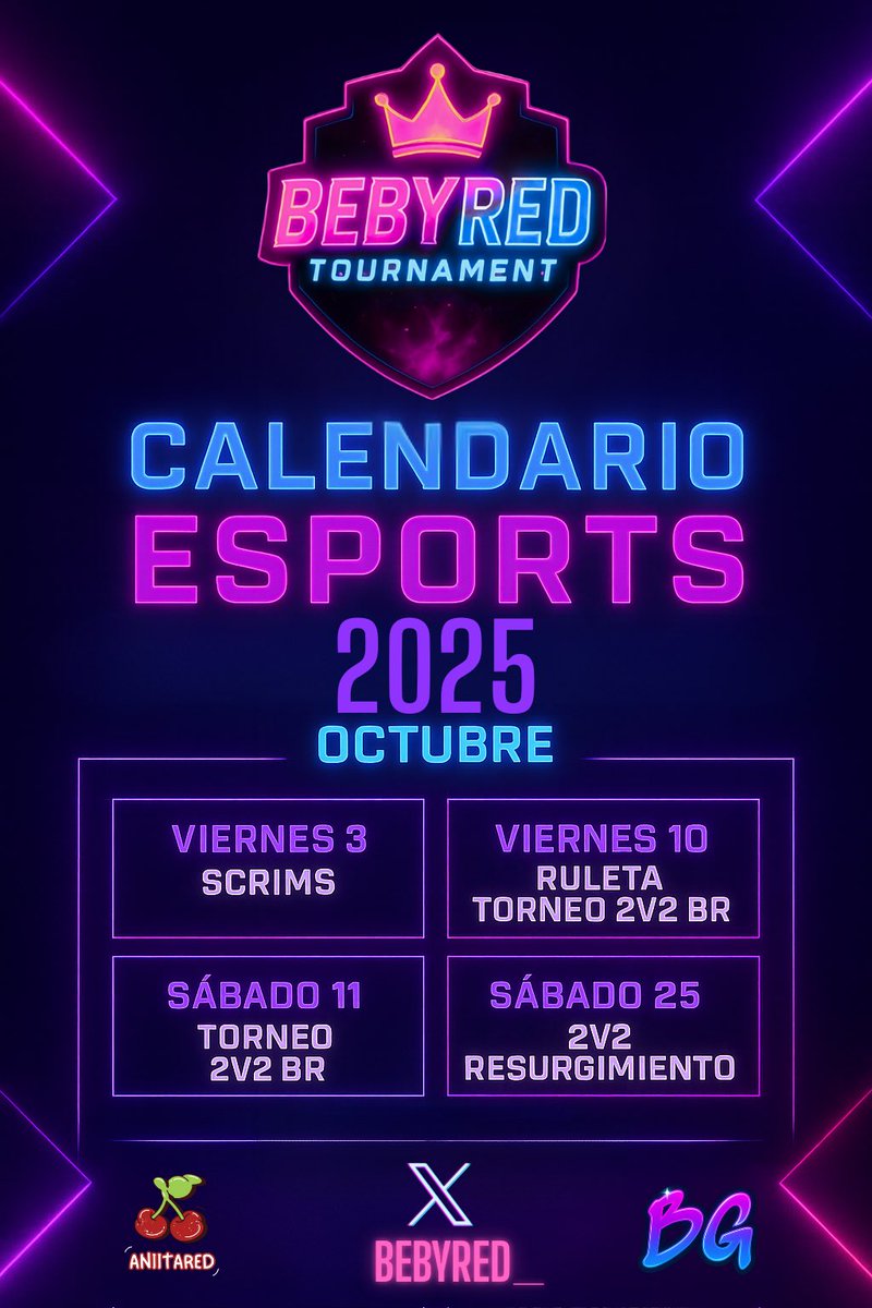 🎮✨ Calendario Oficial✨🎮

Nos complace presentarles nuestro nuevo calendario, diseñado para mantener a la comunidad siempre activa, competitiva y conectada. 

Este es solo el inicio de una temporada llena de retos, emoción y espíritu competitivo. 🏆
#Esports #GamingCommunity