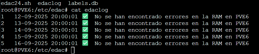wisepds's tweet image. 🔥🔥🔥🔥Aquí tenéis el script completo v2.0 de EDAC utils para monitorizar errores ECC de memoria en #PROXMOX que te comunica a Telegram si hay alguno y si no va registrando en un log (Mantiene siempre 100 entradas y las rota) las entradas de cada día. Hay que darle permisos…