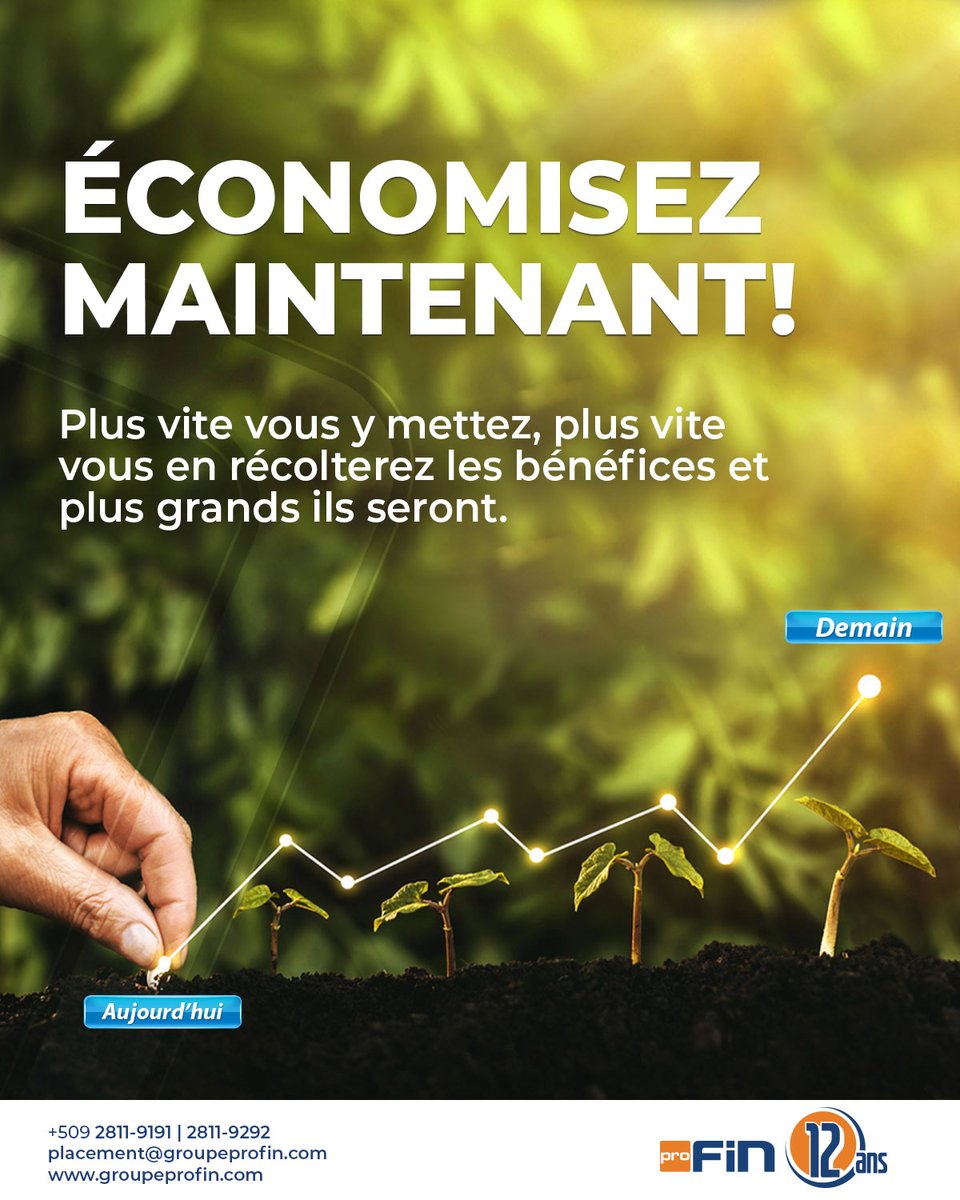 GroupeProFin's tweet image. Nous sommes déterminés à vous aider à faire fructifier vos épargnes. Contactez-nous pour découvrir nos conseils et astuces afin d’atteindre vos objectifs financiers #autrement!
#GroupeProFin #YonLòtJan #LaFinanceAutrement