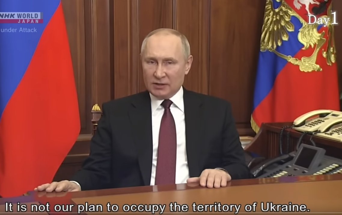 Ik zit zojuist de speech van #Putin nog eens terug te kijken van 24 februari 2022, de dag van de invasie.
Speciaal voor alle vredeswappies, laten we dit even ontleden, en dit zijn allemaal zijn woorden. Niet die van mij, niet die van de NOS. En die zetten we tegenover de feiten.