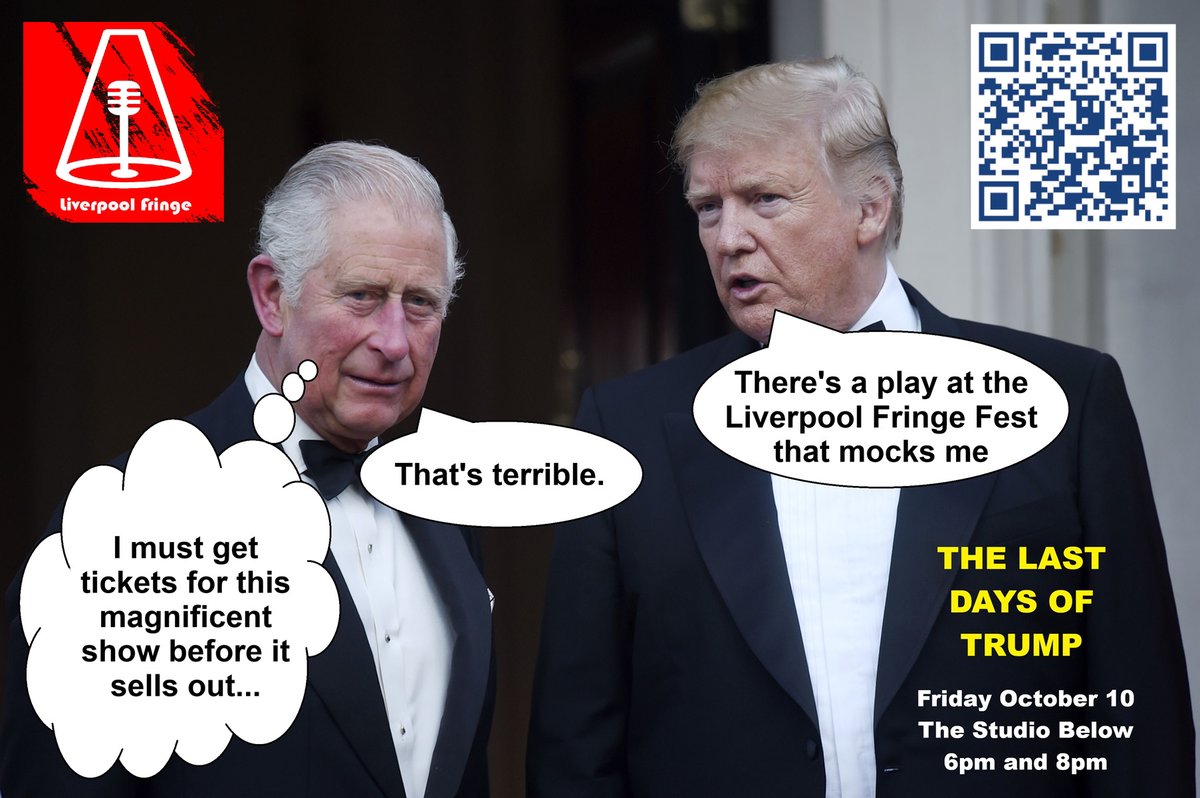 THE LAST DAYS OF TRUMP (A Liberal Fantasy) is coming to the 2025 Liverpool Fringe Festival!
Friday 10th Oct @ 6pm and @ 8pm (show lasts 1 hour)
🎫 store.makeitwrite.org/product/trump/
Performances at The Studio Below 39 Rodney St
Reviewers/media email:  trumplastdays@gmail.com for press