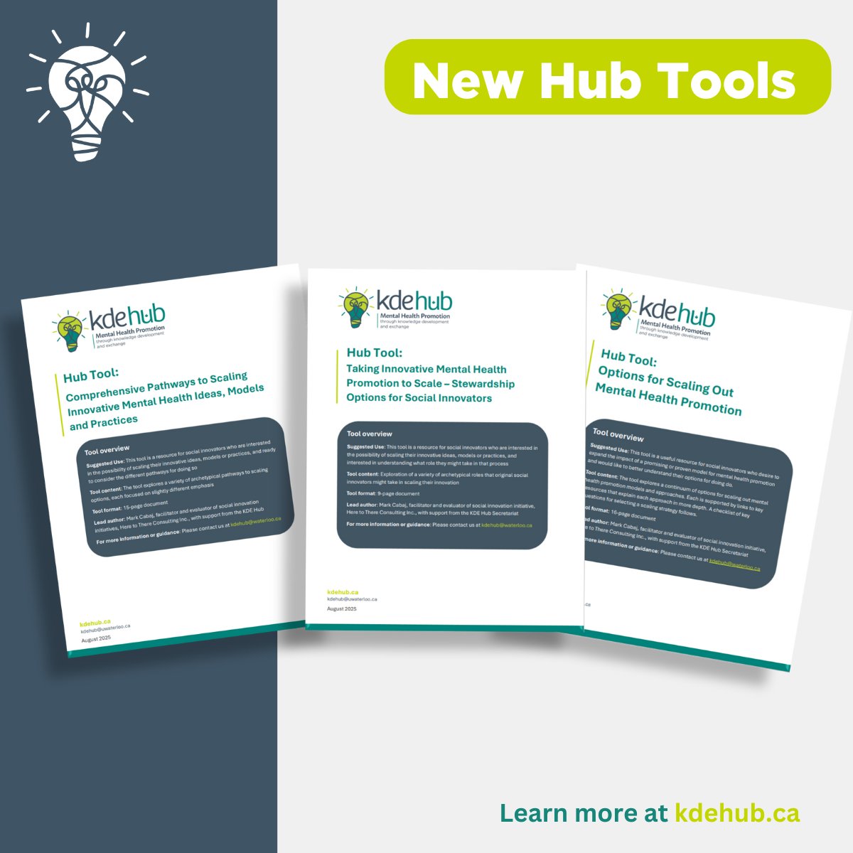 💡New release! 

These three Hub Tools aim to support scaling efforts to increase reach, coordinate across contexts, and drive systems change. Each tool has a unique focus and offers ways to work towards action related to scaling. 
 
🔗Learn more: kdehub.ca/hub-tools-thre…