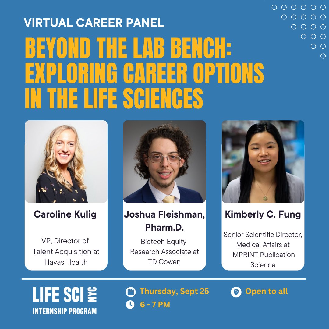 We invite you to join us on Thursday, September 25 from 6-7 pm to learn about Beyond the Lab Bench: Exploring Career Options in the Life Sciences. Register for the career panel here: lnkd.in/eJ_uYeH4