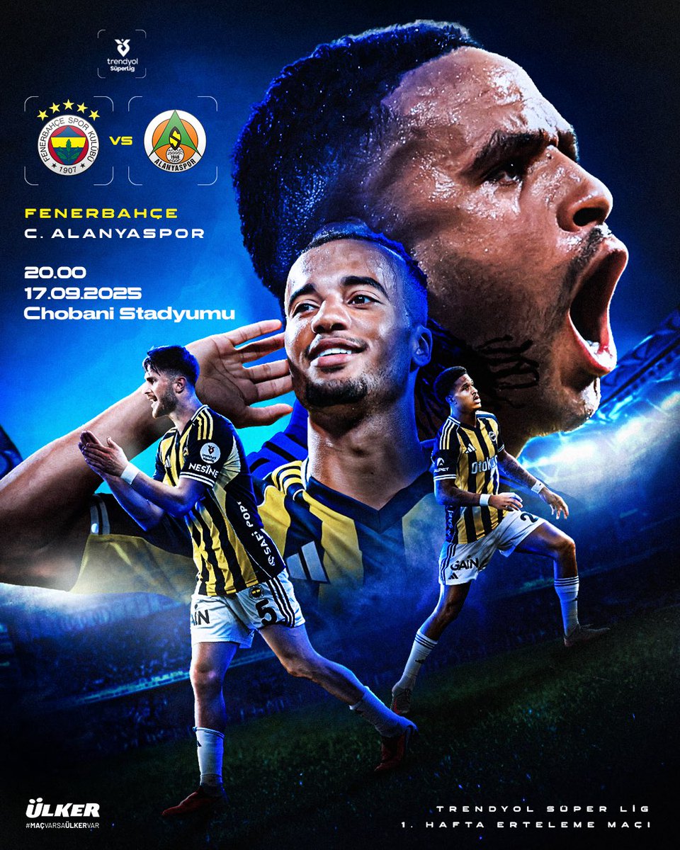 🏆 Trendyol Süper Lig

🆚 C. Alanyaspor  
🗓️ 17 Eylül Çarşamba
🕗 20.00 
🏟️ Chobani Stadyumu 
📲 #FBvALY 

#MaçVarsaÜlkerVar | <a href="/Ulker/">Ülker</a>