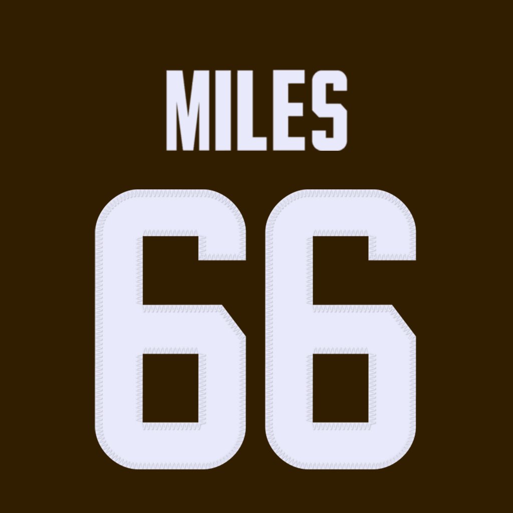 nfl_jersey_num's tweet image. Cleveland Browns OL Joshua Miles is wearing number 66. Last assigned to Adin Huntington. #DawgPound