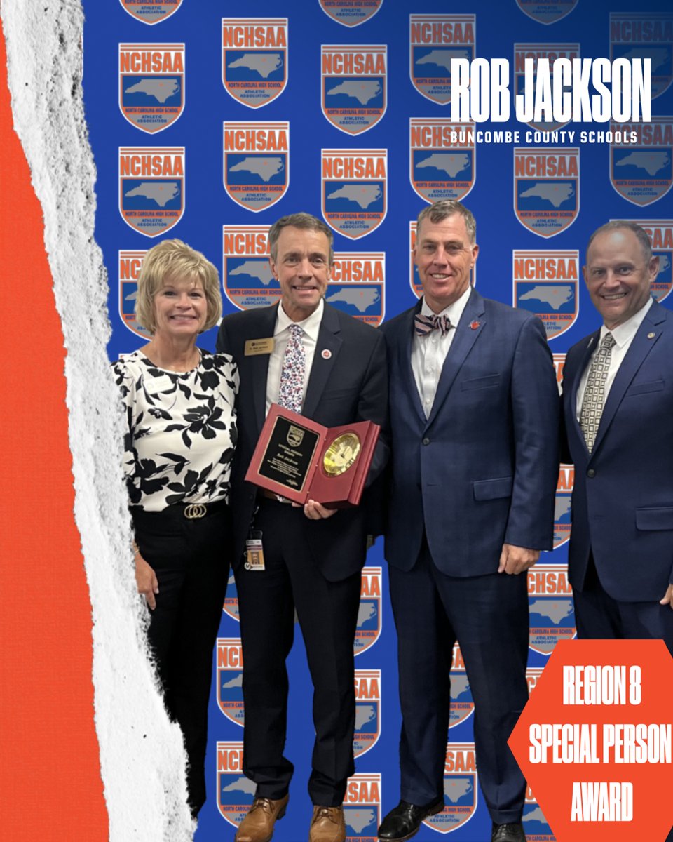 NCHSAA's tweet image. Great things happening in Region 8⃣ today! Congratulations to Rob Jackson, Special Person Award recipient, and Phil Rogers, Charlie Adams Distinguished Service Award recipient!!! Thank you for all you do for your schools and students. 🌟 @Dr_Rob_Jackson  @RSCentralTopper