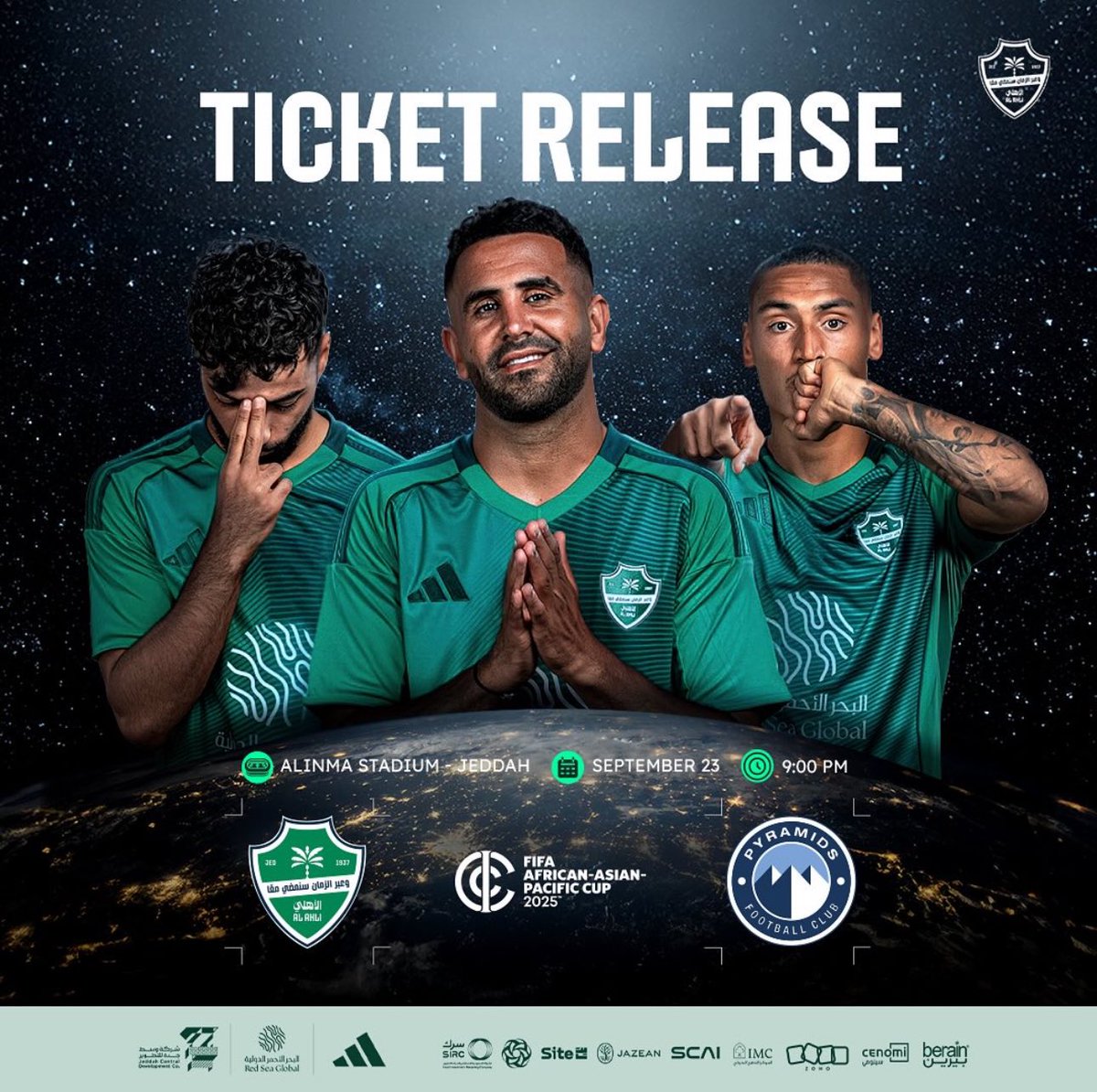 جمهور الاهلي العريق 💚💚
سحب على 10 تذاكر #كأس_القارات_للأندية 🏆⚽️
الاهلي (السعودية) و بيراميدز (مصر)  🏟️
الشروط :
لايك ورتويت للمثبته ✅
منشن ل صديقك
متابعة الحساب <a href="/web00k/">تذاكر وي بوك | Ticket webook</a> 
السحب من الرتويت 
#الاهلي_بيراميدز 
#كأس_القارات_الثلاث