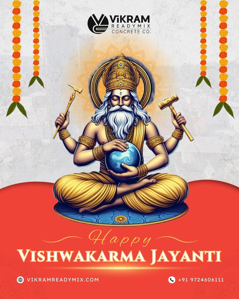 vikramreadymix's tweet image. Wishing you prosperity, success &amp;amp; new beginnings on this Vishwakarma Jayanti. 🙏
Warm wishes from Vikram Readymix Concrete Co.

#happyvishwakarmajayanti #lordvishwakarma #divinearchitecture #vikramreadymixconcrete
#halol #panchmahal #vadodara