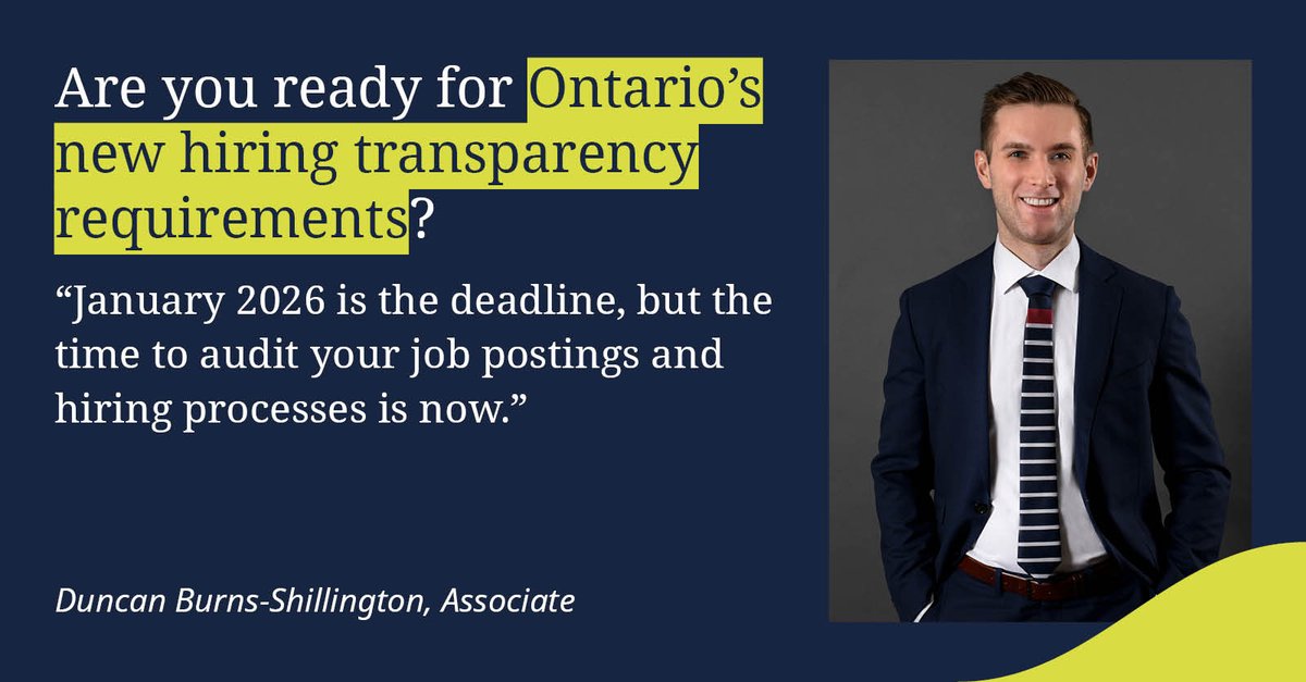 Ontario's employers have until the end of the year to comply with new hiring and pay transparency requirements. In this Canadian HR Reporter article Duncan Burns-Shillington comments on the importance of updating processes sooner rather than later: spr.ly/6018ARu6I #emplaw