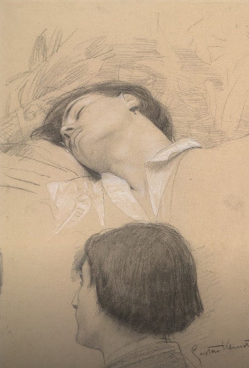 Of his roughly four thousand surviving drawings, Klimt’s preliminary studies are amongst the most remarkable, depicting an intimacy that could only be achieved through such a medium. His drawings were private, rarely exhibited, and almost never sold. This is from around 1900.
