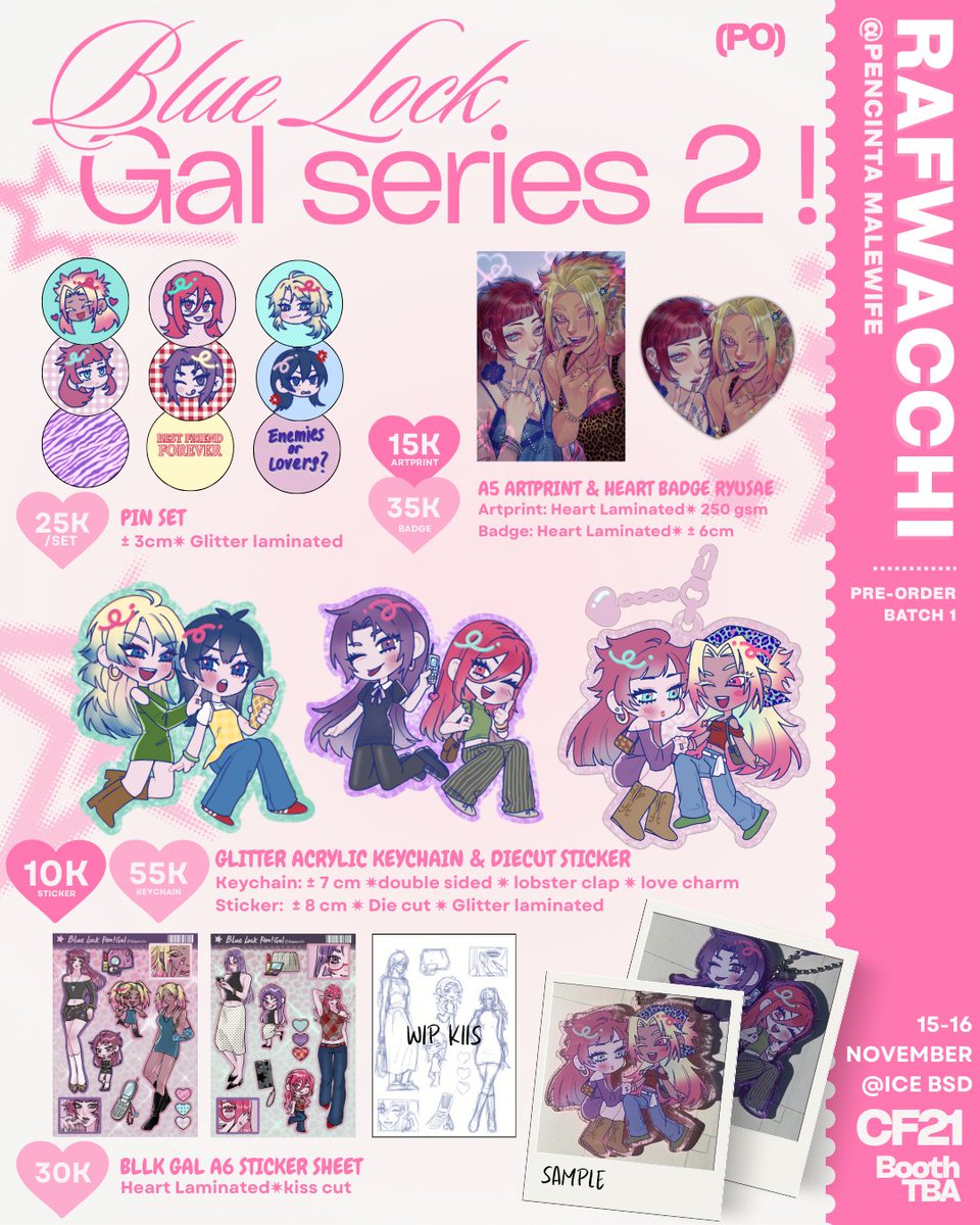 rafwacchi's tweet photo. [Help ↺ &amp; ♡]

Rafwa's #Cf21 pre-order is now open!🎀
📅 17 - 30 Sept (23.59 WIB)
🛒 Pick up both days + mail order
🌏 International GO dm first!
✨ Blue lock, Debut or Die, ALST, HQ, JJK, SxF
🔗 https://t.co/aDvBxGCArH

More info about giveaway below ⬇️ (1/3)
#cf21catalogue https://t.co/t40cFfkGgI