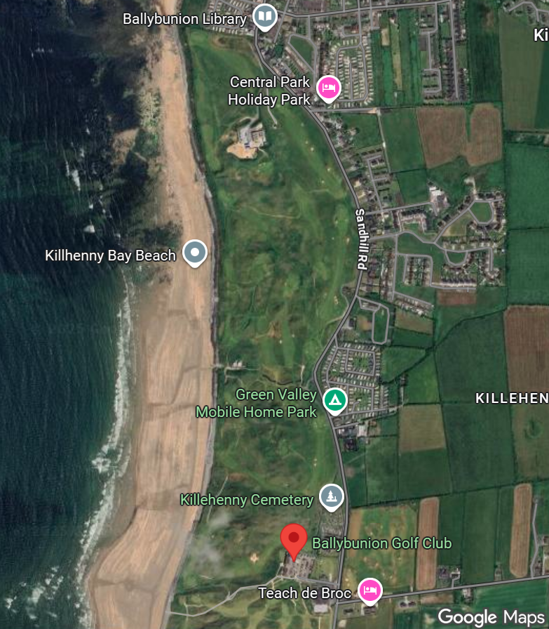 Sometimes, I just go to google maps, look at some of my favorite courses and smile. 
<a href="/BallybunionGN/">Ballybunion Golf Club</a> 
<a href="/TeachDeBroc/">Teach de Broc</a>