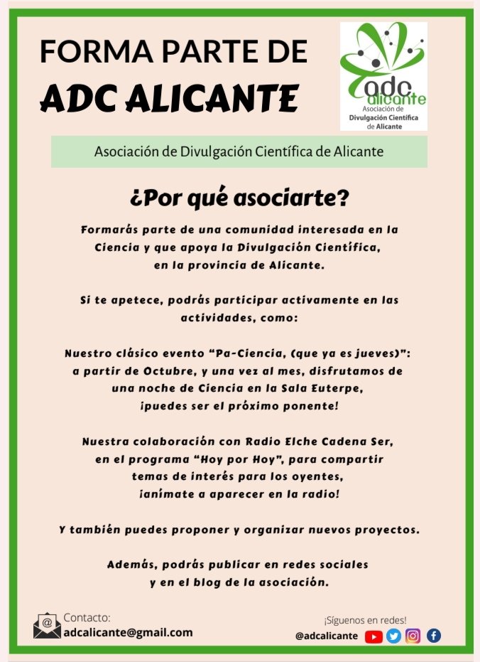 Si te gusta la #divulgacióncientífica, ponte en contacto con nuestra asociación, ¡la #Ciencia te espera!