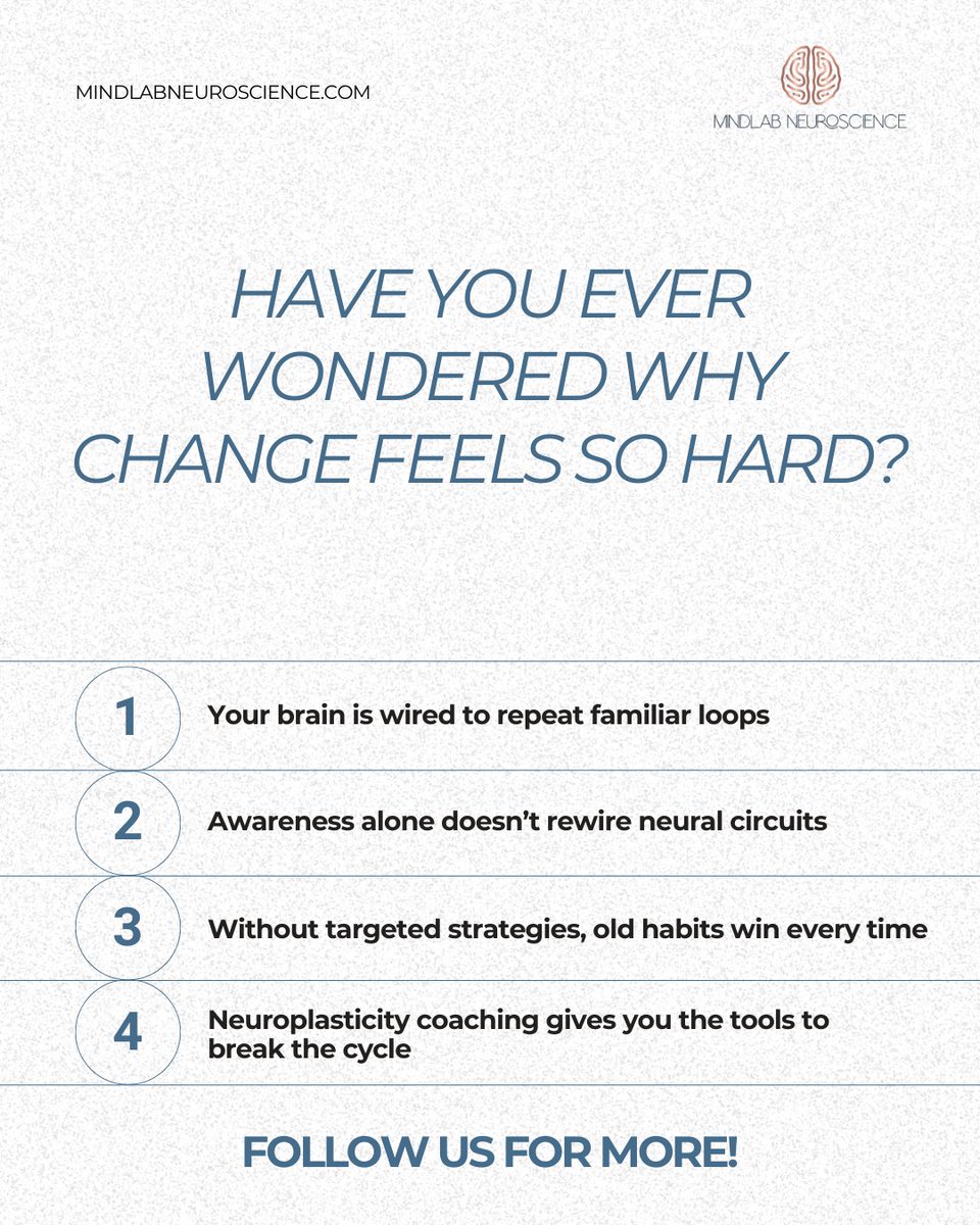 DrCerutoMindLAB's tweet image. Ever feel like you’re stuck in the same old patterns? 🔄

It’s not a lack of willpower; it’s your brain’s wiring. Good news? 🧠 You can rewire those loops with science-based strategies.

 #BizTips #SuccessSkills #MindlabNeuroscience #CareerSuccess #DrSydneyCeruto