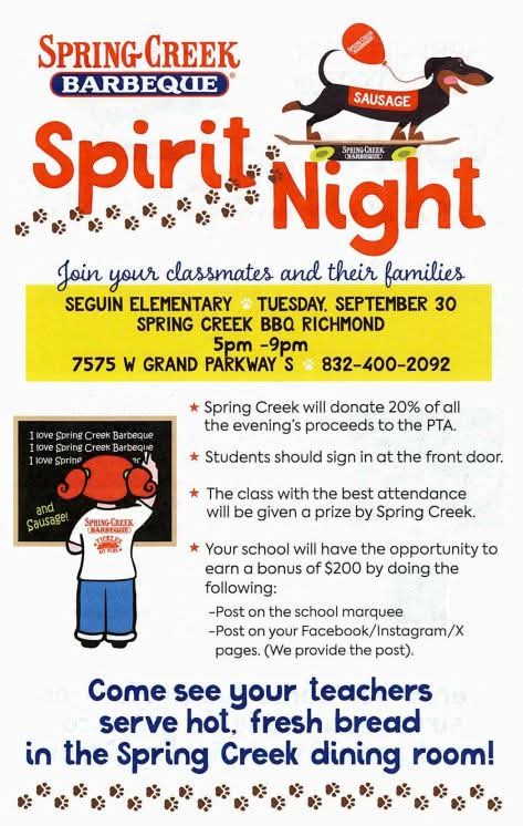 Juan Seguin Elementary (@jses_stallions) on Twitter photo #JoinUs for <a href="/JSES_Stallions/">Juan Seguin Elementary</a> #SpiritNight at <a href="/SpringCreekBBQ/">SpringCreekBarbeque</a> on September 30th! π½ #JoinUs for <a href="/JSES_Stallions/">Juan Seguin Elementary</a> #SpiritNight at <a href="/SpringCreekBBQ/">SpringCreekBarbeque</a> on September 30th! π½