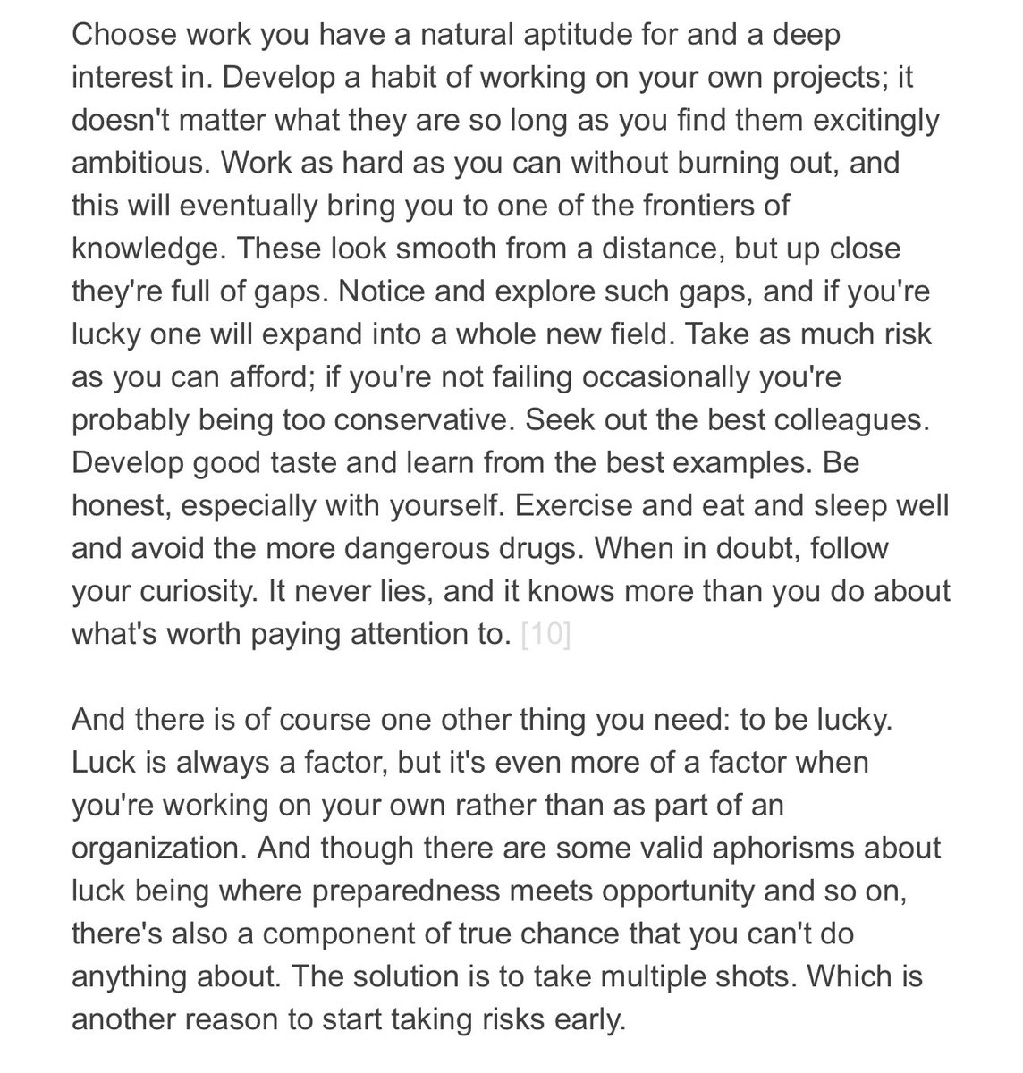 ycombinator's tweet image. Paul Graham’s recipe for doing great work: