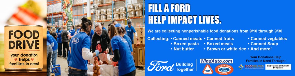 Woltz &amp; Wind Ford and Washington Ford are hosting a Food Drive to help local families through Sept. 25. 🛻🥫