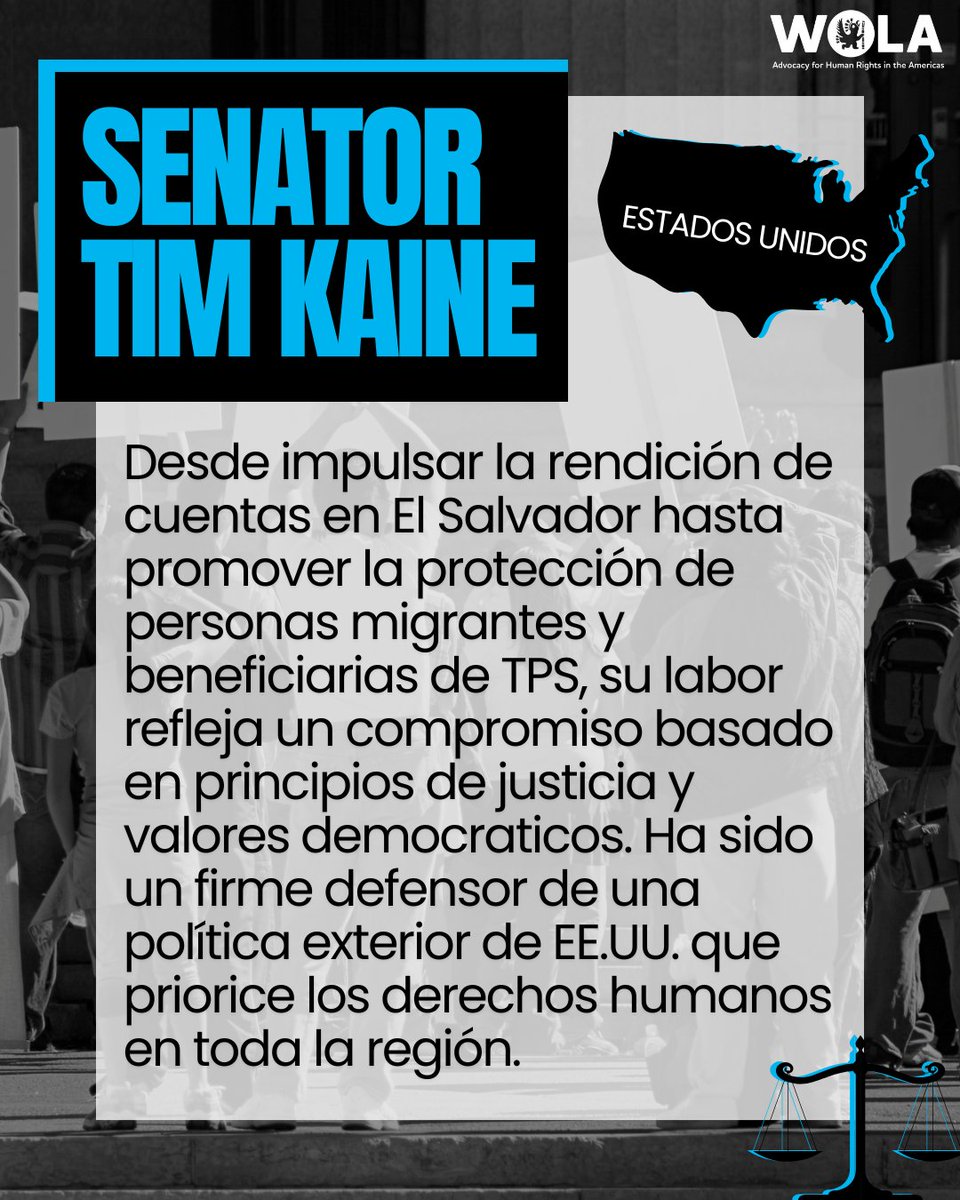 🏆 ¡Tenemos el honor de anunciar que el senador <a href="/timkaine/">Tim Kaine</a> es el segundo galardonado con el Premio de Derechos Humanos de WOLA 2025!

A lo largo de su distinguida carrera, el senador Kaine ha sido un firme defensor de la democracia y de los #DerechosHumanos. 🌎 🇺🇸