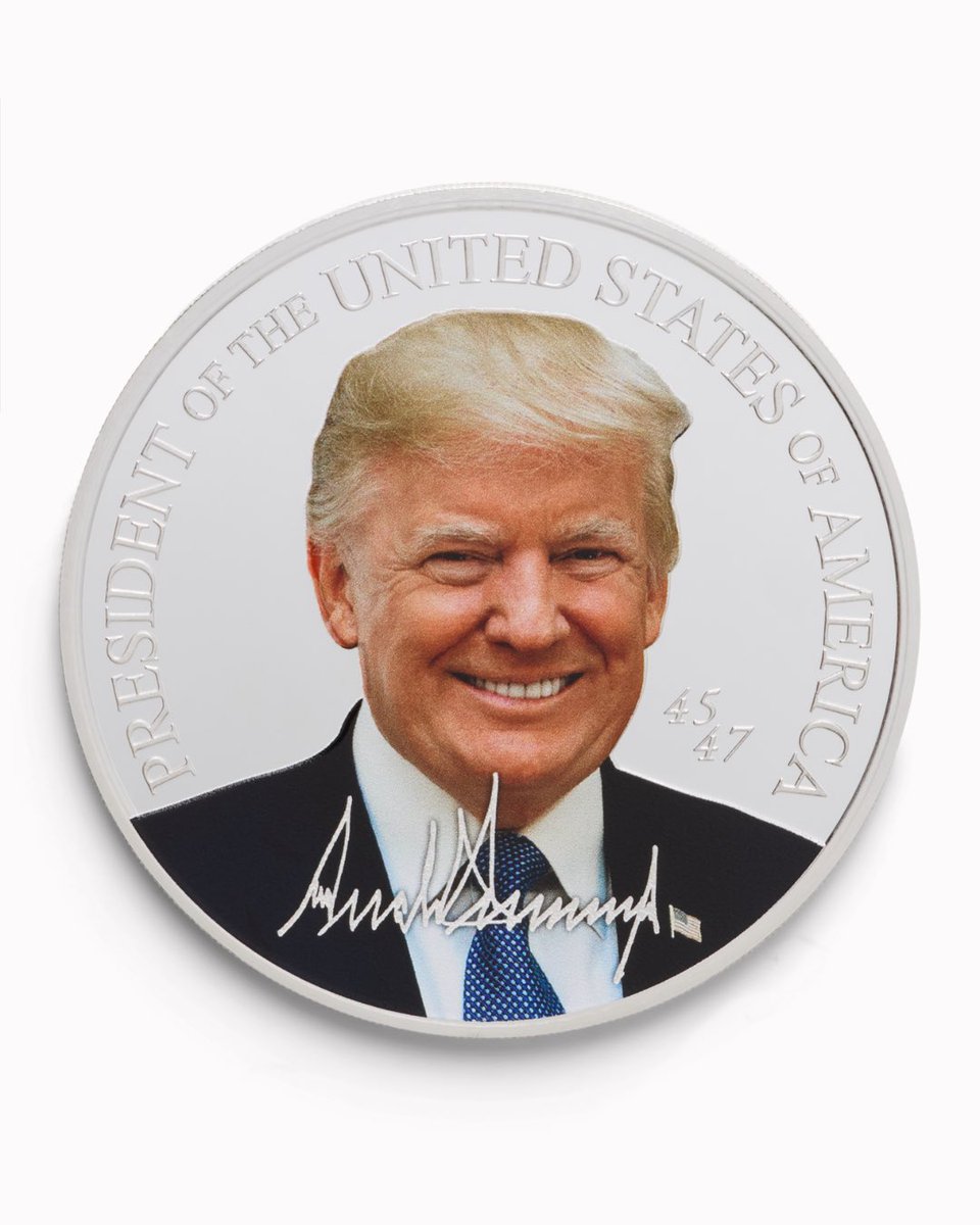 realtrumpcoins1's tweet image. The Face of a Movement Captured in Color 🇺🇸
The obverse of The Big Beautiful Silver Coin (5oz) and The Signature Portrait Silver Coin (1oz) features a commanding, full-color portrait of President Donald J. Trump captured with confidence, framed by the words President of the…