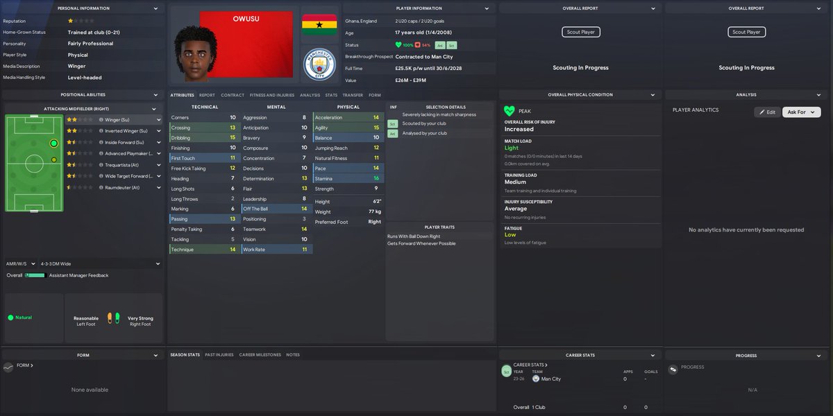 Four 17/18 year-olds, no scout reports. Looking at this screen alone, if you could only sign ONE for your club, which one are you signing.. And why?🤔#FM24