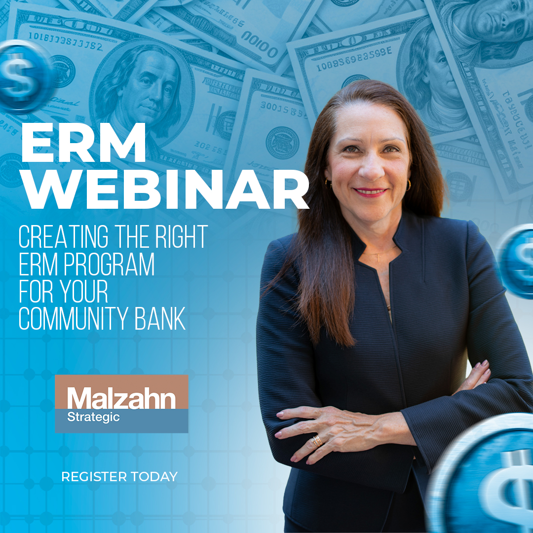MalzStrategic's tweet photo. Join Marcia (Marci) Malzahn for her upcoming training webinar, Creating the Right Enterprise Risk Management (ERM) Program for YOUR Community Bank, on October 16th, 2025 from 2:00 - 3:30 pm CT.
 
Register at https://t.co/sDA3DhgSCx
 
Risk management is at the heart of your bank’s success, and it’s essential for you to have the right processes, policies, and procedures in place to assess and manage the risks on your balance sheet effectively.
 
Learn the fundamental pieces of the ERM puzzle, how they relate to each other, and how to integrate your ERM program into your bank’s Strategic Plan.
 
Topics Covered:
 ✅ERM general background and key definitions
 ✅How implementing an ERM Program can help your Community Bank survive and thrive
 ✅Identifying the specific building blocks/components of a simple yet complete ERM Program
 ✅The three key ongoing Phases of ERM: Identifying and Assessing Risk, Mitigating and Eliminating Risk, Monitoring and Reporting Risk
 ✅Creating an ERM Committee Charter and choosing the right ERM Committee members
 ✅Integrating the ERM Program into your Strategic Plan
 ✅Identifying Top Risk Categories, definitions, and how they are interrelated
 ✅ERM Risk Assessment Matrix – Definitions and example
 ✅Creating the Risk Management Appetite and Tolerance Statement
 ✅Implementing your ERM Program
 ✅The ERM Program Flowchart
 
See you there!