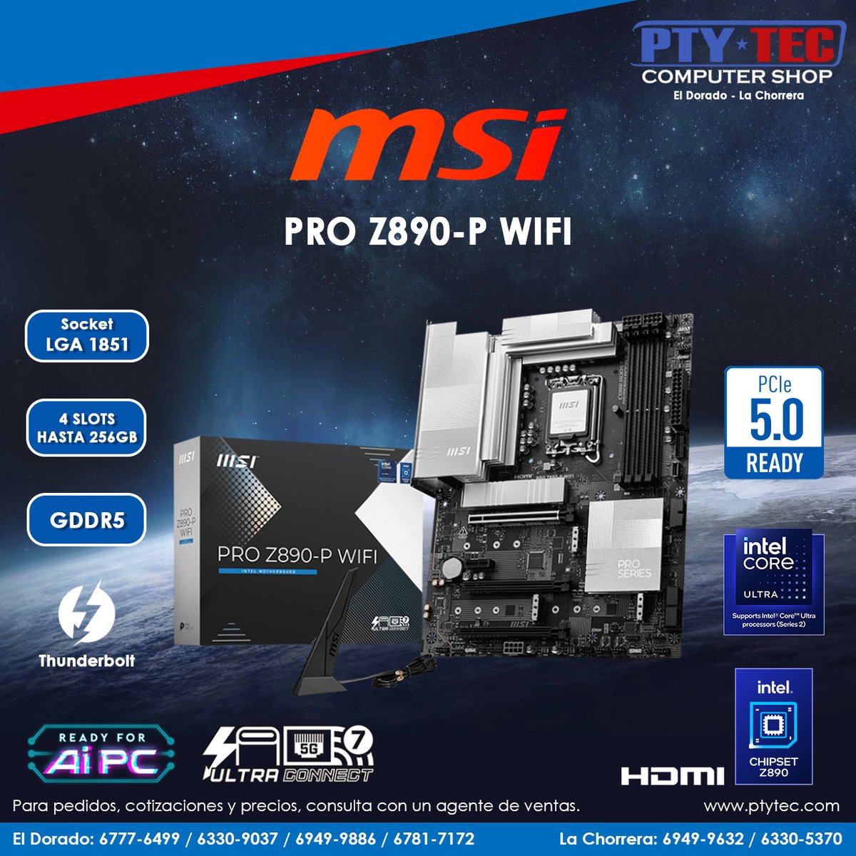 ptytec_computer's tweet image. La MSI PRO Z890-P WIFI es una motherboard diseñada para productividad y eficiencia, se enfoca en un rendimiento confiable y estable con un diseño sencillo y elegante. 

Más info: ptytec.com/product/16209 

#ptytecdorado #ptytecchorrera #Ptyteccomputershop #ptytec #MSI #ProZ890PW