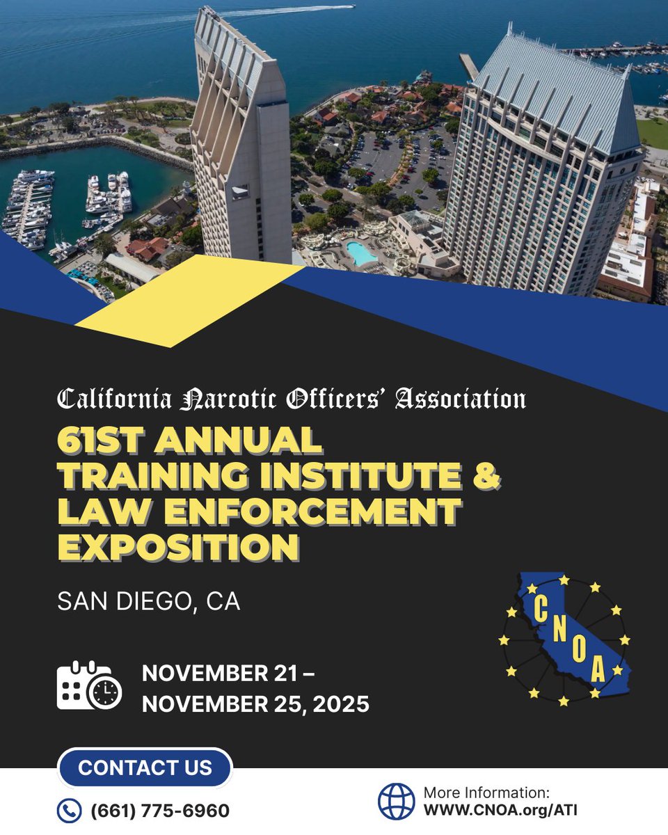Time is Running Out - Secure Your Spot at CNOA's 61st Annual Training Institute in San Diego, CA!
Learn more and Register at CNOA.org/ATI

#LawEnforcement #CNOA #NarcoticEnforcement #Police #policeofficer #detective #policedetective #policetraining