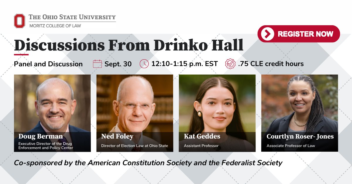 Join us for Discussions from Drinko Hall on Sept. 30 at 12:10 p.m. in Saxbe Auditorium or online for a look at the upcoming U.S. Supreme Court term. Open to alumni, faculty, staff, &amp; students. Earn .75 CLE credit! Register at bit.ly/3VjJSvw.

#SCOTUS #Updates