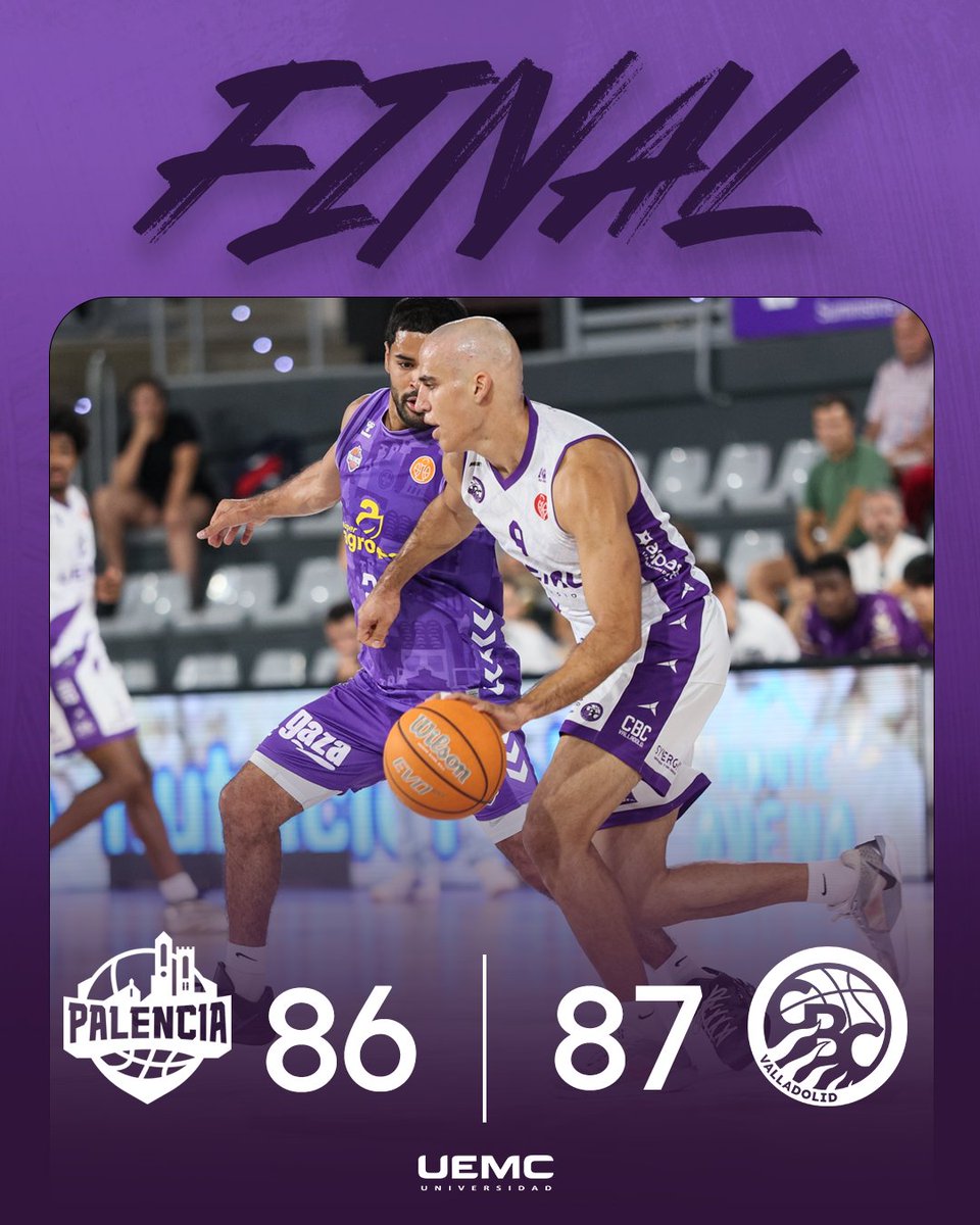 🚨 ¡VICTORIA de equipo y de entidad! ¡En la buena línea y ratificado con un triunfo en el derbi!

🟣 86 <a href="/Palencia_Basket/">Súper Agropal Palencia</a> 
💜 87 <a href="/UEMC/">UEMC</a> CBCV

🏆 Pretemporada
📺 acortar.link/18QIjo

<a href="/UEMC/">UEMC</a> #PucelaBasket