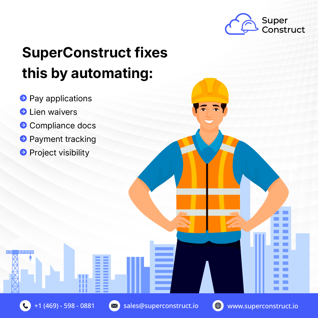 isuperconstruct's tweet image. SuperConstruct automates payments, compliance &amp;amp; project tracking for faster payments, happier teams, and higher margins. 

+1 (469) 598-0881 | superconstruct.io
#ConstructionManagement #SuperConstruct #PaymentAutomation #ProjectTracking #FasterPayments