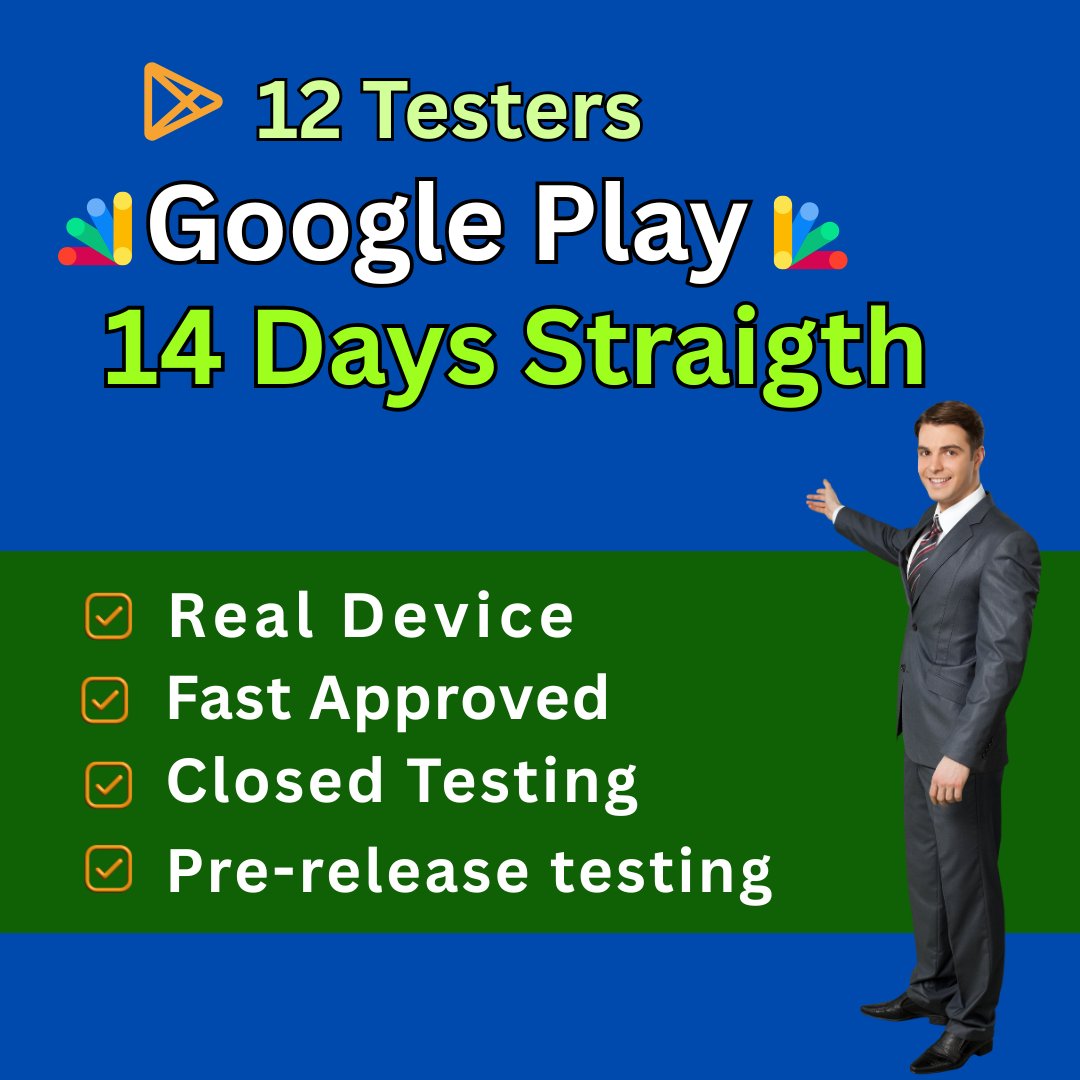 mst_repa's tweet image. Are you launching a new Android app on the Google Play Store and need 12+ Testers to publish your app to the Google Play Console?
➡️ Visit Now: fiverr.com/s/Zmvpyek
#12testersGooglePlay
#12testers
#Kash
#RobertRedford
#Martinelli
#Dame
#Bondi